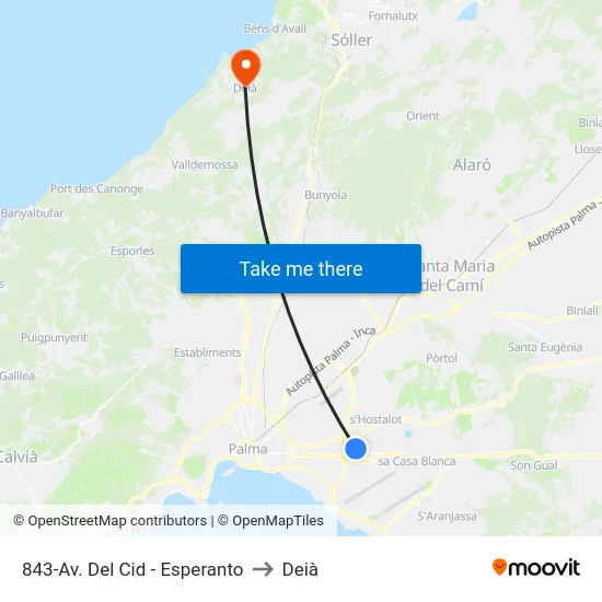 843-Av. Del Cid - Esperanto to Deià map