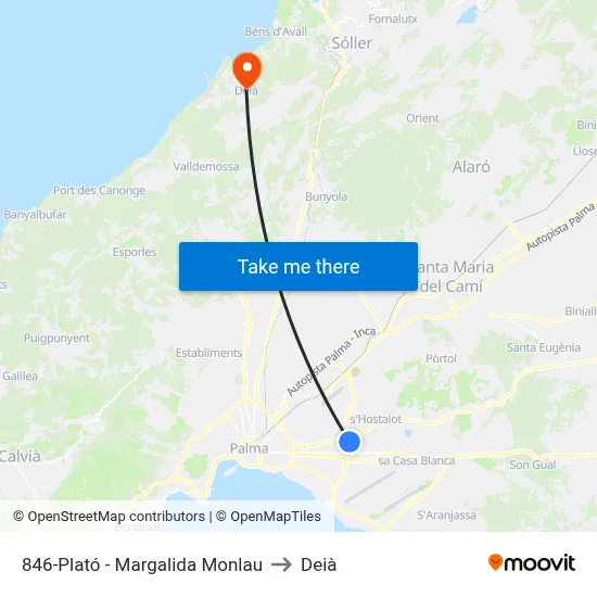 846-Plató - Margalida Monlau to Deià map