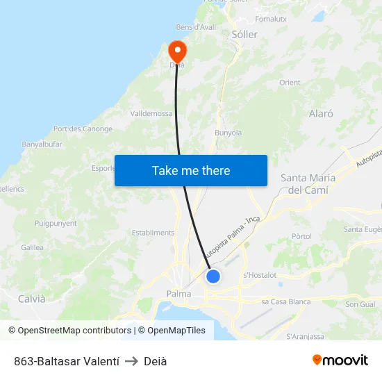 863-Baltasar Valentí to Deià map