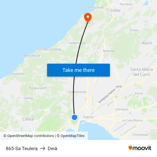 865-Sa Teulera to Deià map