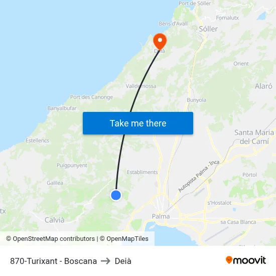 870-Turixant - Boscana to Deià map