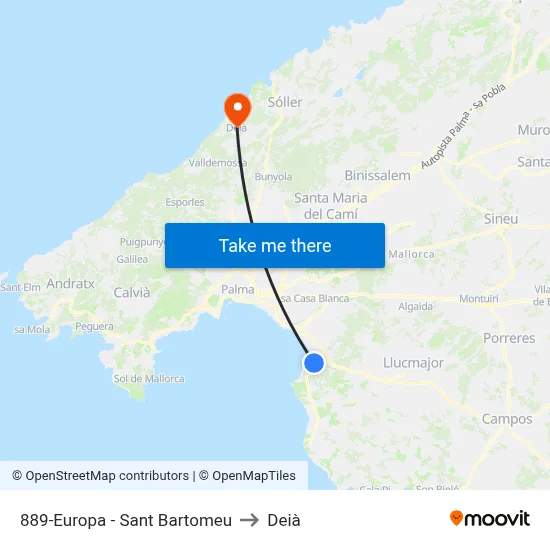 889-Europa - Sant Bartomeu to Deià map
