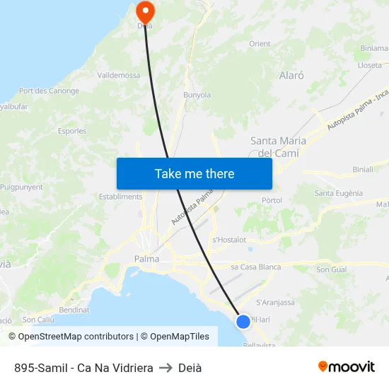 895-Samil - Ca Na Vidriera to Deià map