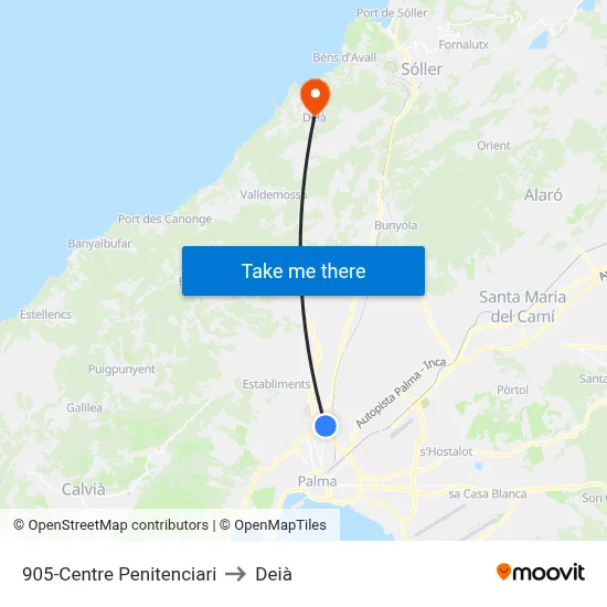 905-Centre Penitenciari to Deià map