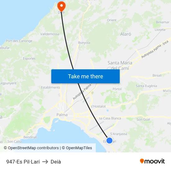 947-Es Pil·Larí to Deià map
