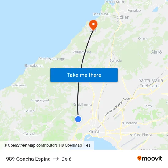 989-Concha Espina to Deià map