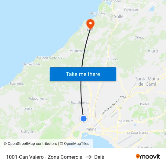 1001-Can Valero - Zona Comercial to Deià map