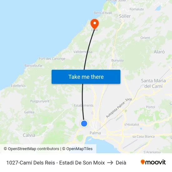 1027-Camí Dels Reis - Estadi De Son Moix to Deià map