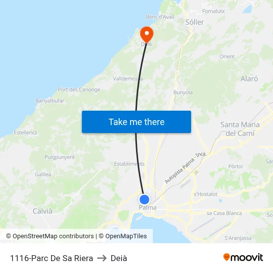 1116-Parc De Sa Riera to Deià map