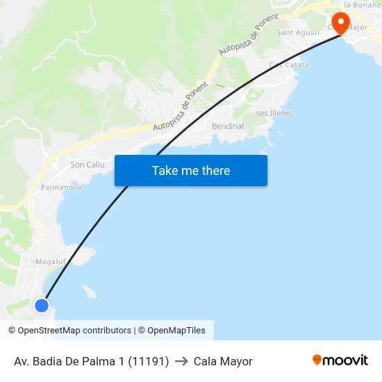 Av. Badia De Palma 1 (11191) to Cala Mayor map