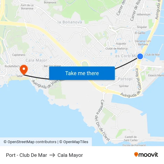 Port - Club De Mar to Cala Mayor map