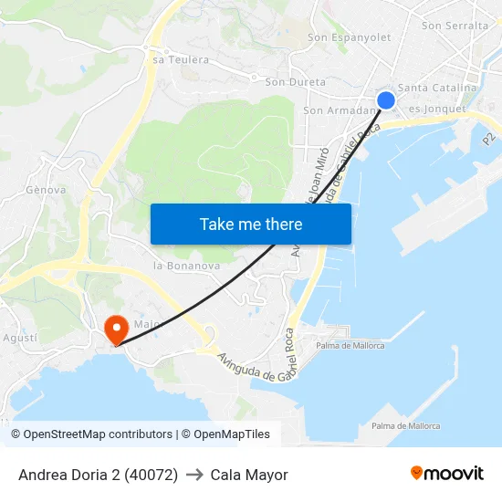 Andrea Doria 2 (40072) to Cala Mayor map