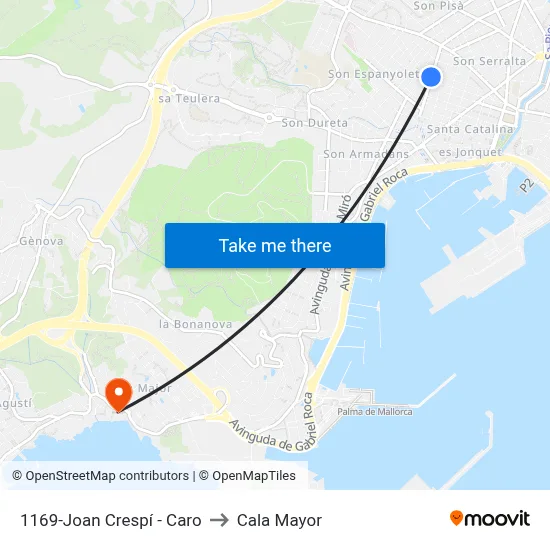 1169-Joan Crespí - Caro to Cala Mayor map