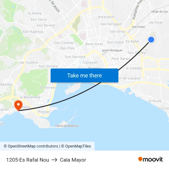 1205-Es Rafal Nou to Cala Mayor map