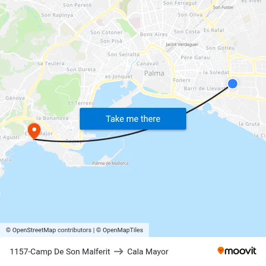 1157-Camp De Son Malferit to Cala Mayor map
