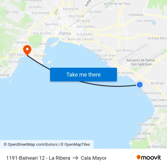 1191-Balneari 12 - La Ribera to Cala Mayor map