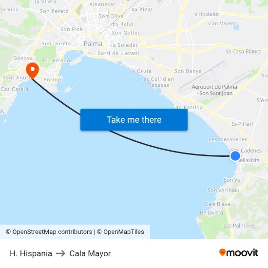 H. Hispania to Cala Mayor map