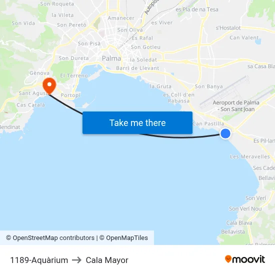1189-Aquàrium to Cala Mayor map