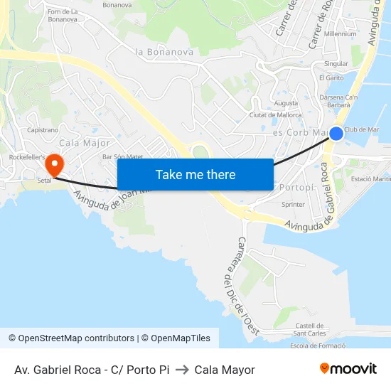 Av. Gabriel Roca - C/ Porto Pi to Cala Mayor map
