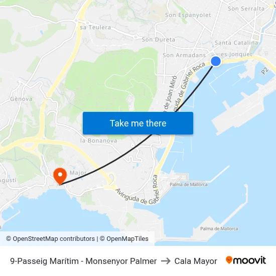 9-Passeig Marítim - Monsenyor Palmer to Cala Mayor map