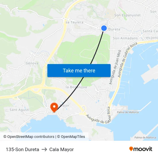 135-Son Dureta to Cala Mayor map