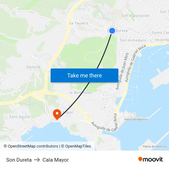 Son Dureta to Cala Mayor map