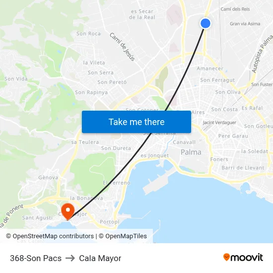 368-Son Pacs to Cala Mayor map