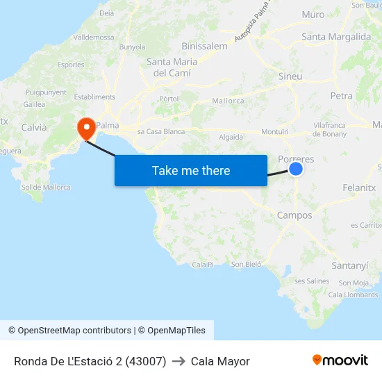 Ronda De L'Estació 2 (43007) to Cala Mayor map