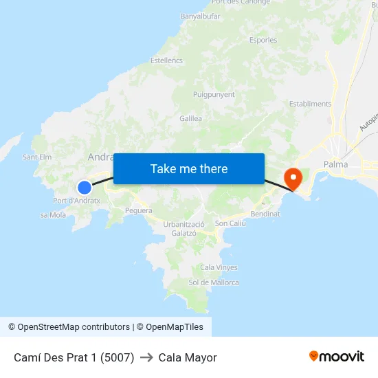 Camí Des Prat 1 (5007) to Cala Mayor map