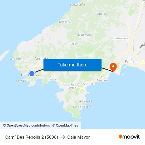 Camí Des Rebolls 2 (5008) to Cala Mayor map