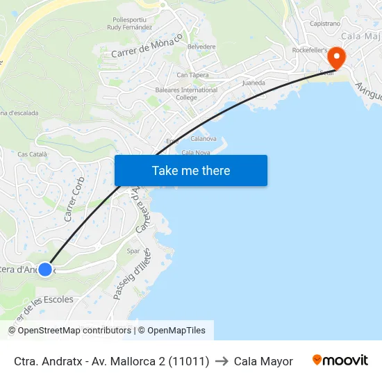 Ctra. Andratx - Av. Mallorca 2 (11011) to Cala Mayor map