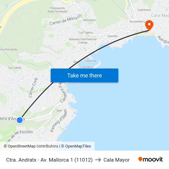 Ctra. Andratx - Av. Mallorca 1 (11012) to Cala Mayor map