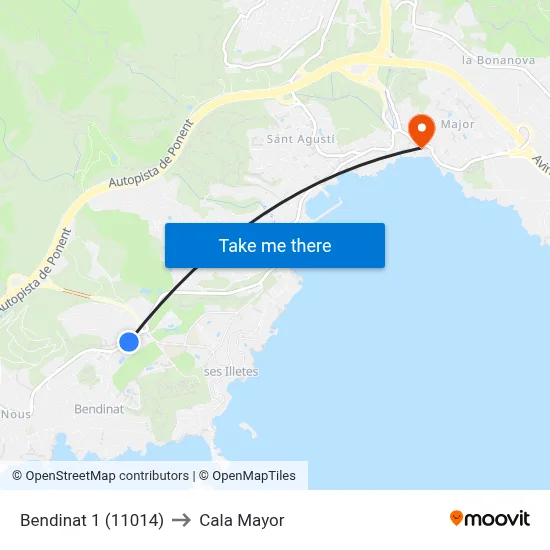 Bendinat 1 (11014) to Cala Mayor map