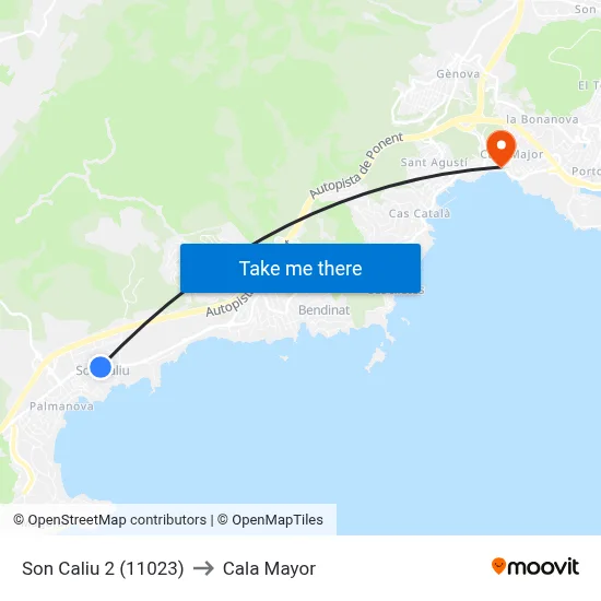 Son Caliu 2 (11023) to Cala Mayor map