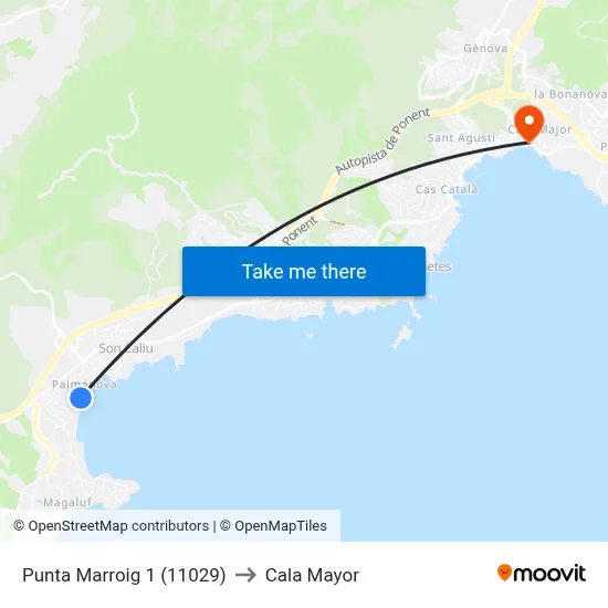 Punta Marroig 1 (11029) to Cala Mayor map