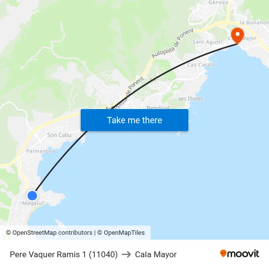 Pere Vaquer Ramis 1 (11040) to Cala Mayor map