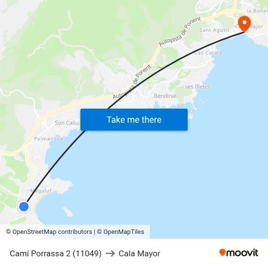 Camí Porrassa 2 (11049) to Cala Mayor map