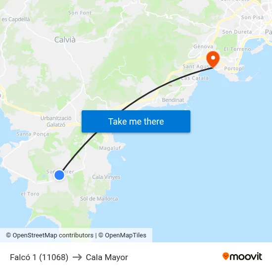 Falcó 1 (11068) to Cala Mayor map