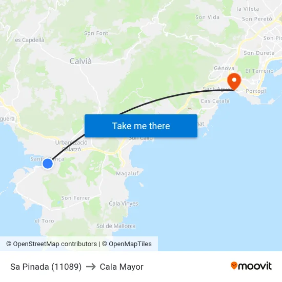 Sa Pinada (11089) to Cala Mayor map