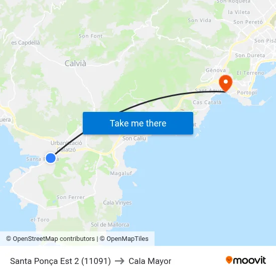 Santa Ponça Est 2 (11091) to Cala Mayor map
