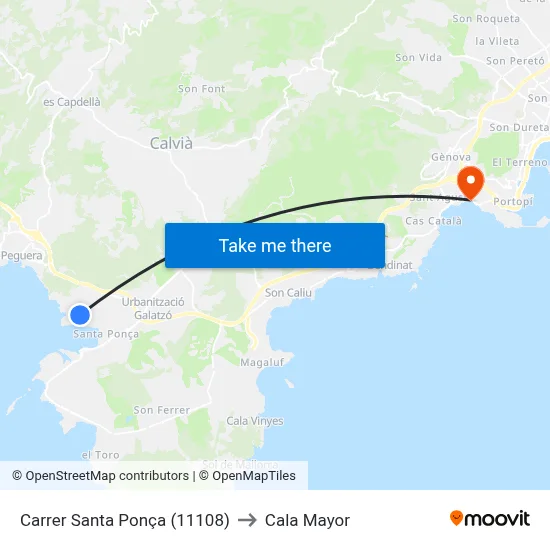 Carrer Santa Ponça (11108) to Cala Mayor map