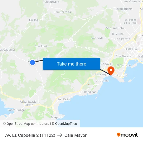 Av. Es Capdellà 2 (11122) to Cala Mayor map