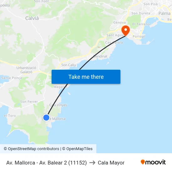 Av. Mallorca - Av. Balear 2 (11152) to Cala Mayor map
