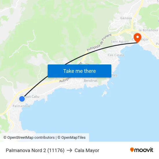 Palmanova Nord 2 (11176) to Cala Mayor map
