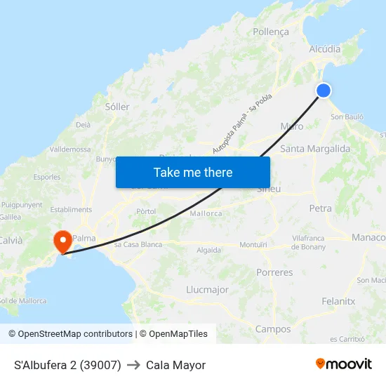 S'Albufera 2 (39007) to Cala Mayor map
