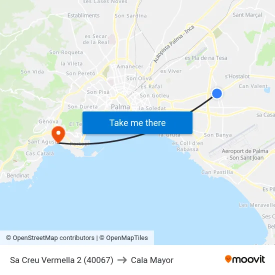 Sa Creu Vermella 2 (40067) to Cala Mayor map