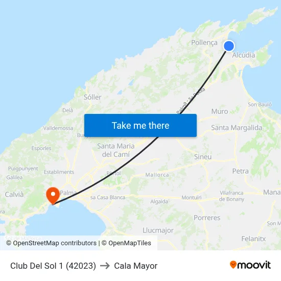 Club Del Sol 1 (42023) to Cala Mayor map