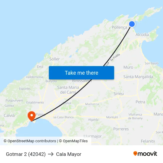 Gotmar 2 (42042) to Cala Mayor map