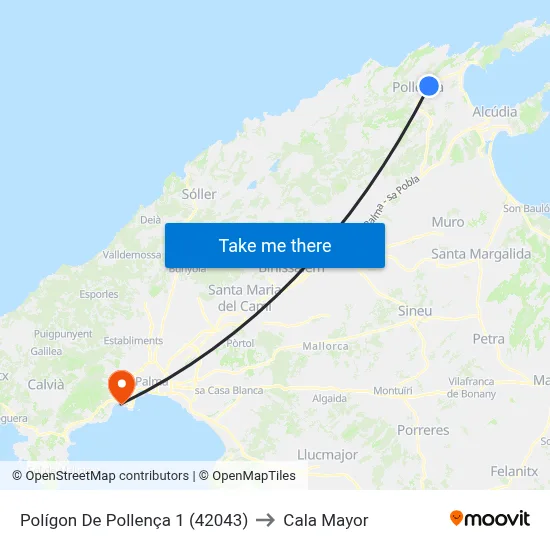 Polígon De Pollença 1 (42043) to Cala Mayor map