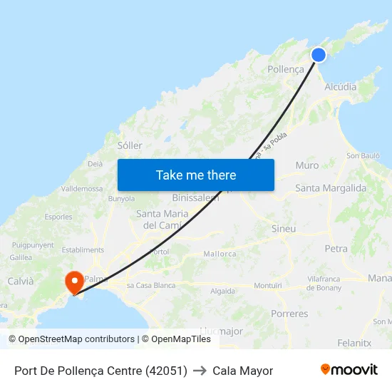 Port De Pollença Centre (42051) to Cala Mayor map